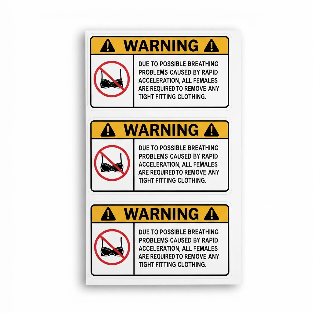 Sheet of three JAMB DECALS warning stickers