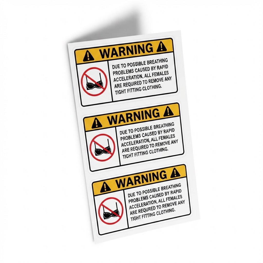 JAMB DECALS warning sticker sheet at an angle